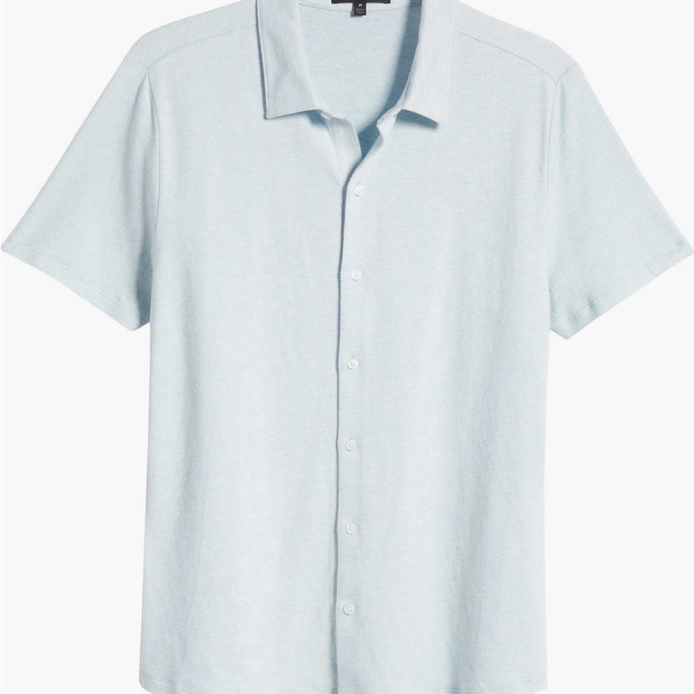 Robert Barakett Catalina Short Sleeve Light Blue Casual Button Down Shirt